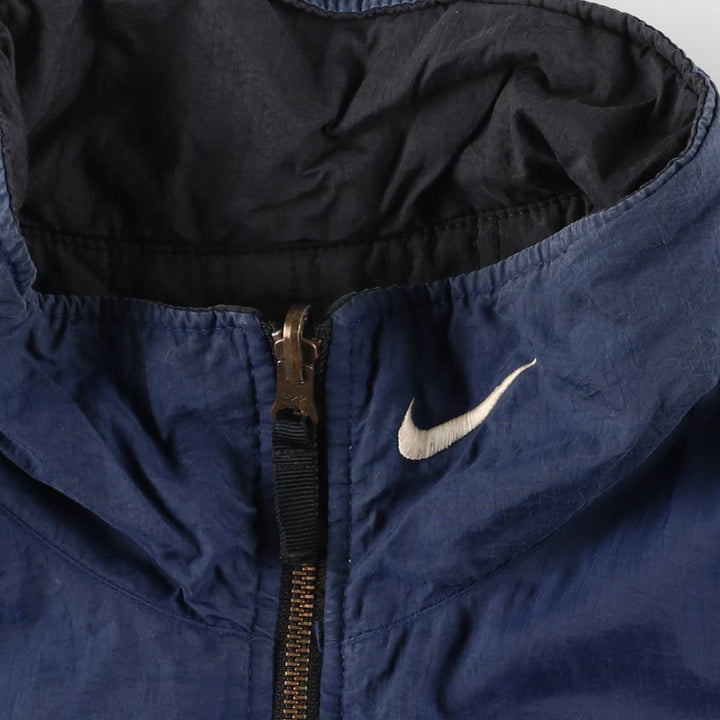 90'S Nike reversible puffer jacket with back logo, men's size L, vintage Nylon Navy blue Vintage Second Hand