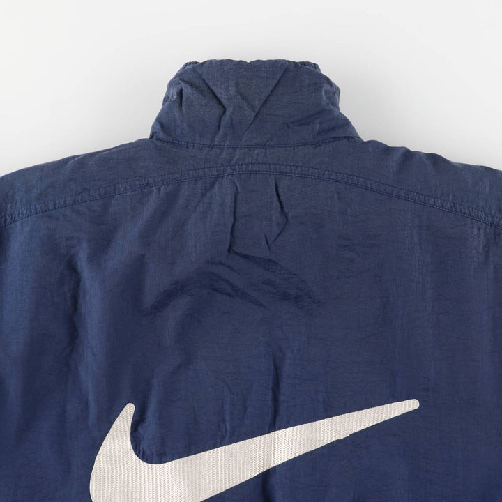 90'S Nike reversible puffer jacket with back logo, men's size L, vintage Nylon Navy blue Vintage Second Hand