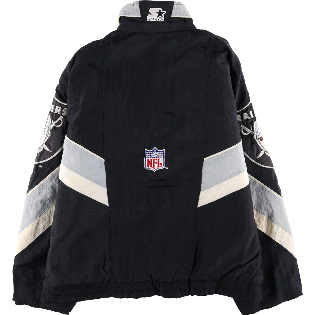 90'S Starter NFL Los Angeles Raiders Padded Puffer Jacket, Men's Size L Nylon black type Vintage Second Hand