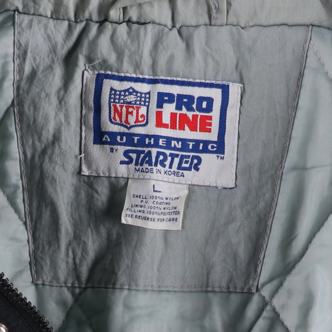 90'S Starter NFL Los Angeles Raiders Padded Puffer Jacket, Men's Size L Nylon black type Vintage Second Hand