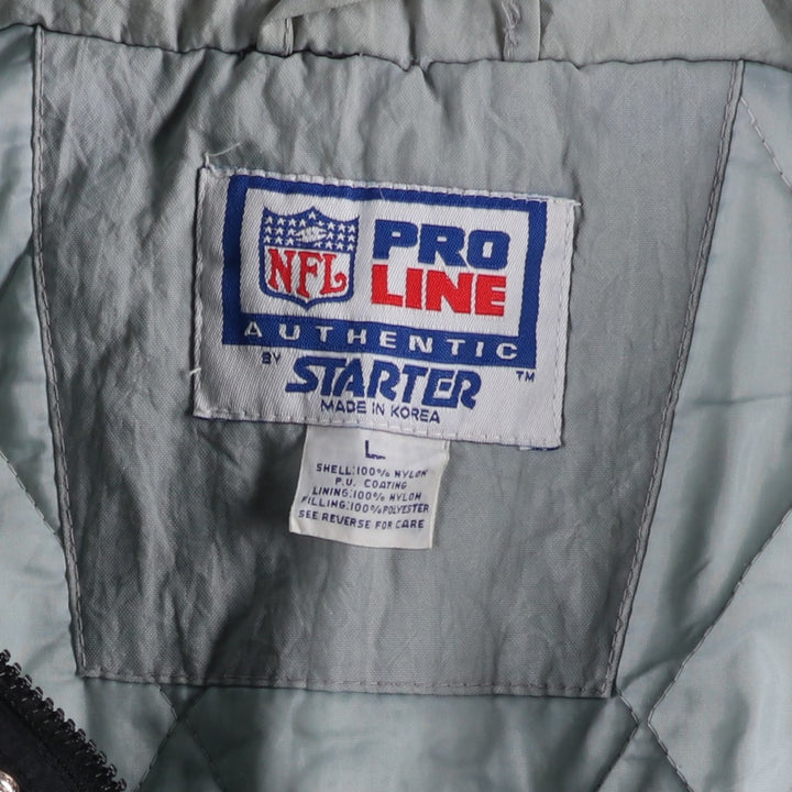 90'S Starter NFL Los Angeles Raiders Padded Puffer Jacket, Men's Size L Nylon black type Vintage Second Hand