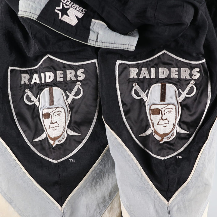 90'S Starter NFL Los Angeles Raiders Padded Puffer Jacket, Men's Size L Nylon black type Vintage Second Hand