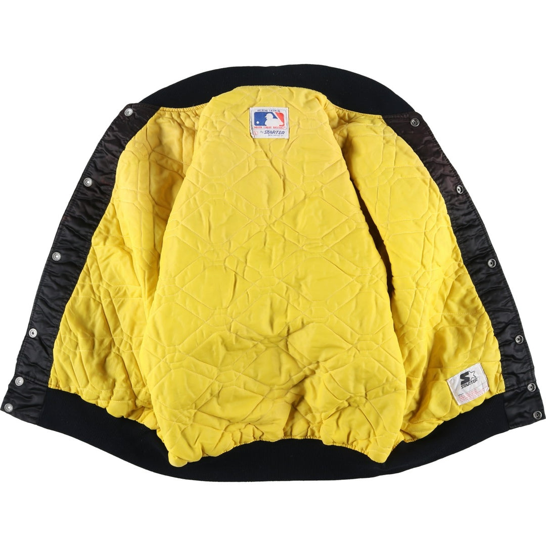 80s-90'S Starter MLB Pittsburgh Pirates Padded Nylon Stadium Jacket, Made in USA, Men's Size L Nylon black type Vintage Second Hand