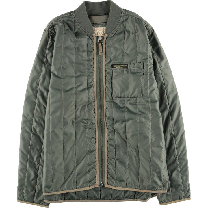 Ralph Lauren Polo Jeans Company Men's Padded Puffer Jacket, Size L polyester Khaki type sage green Vintage Second Hand