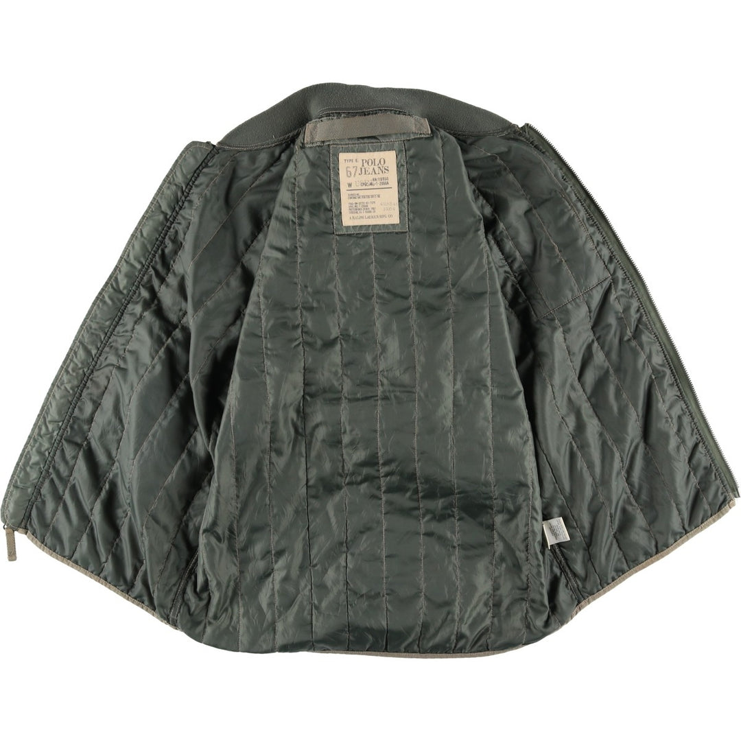 Ralph Lauren Polo Jeans Company Men's Padded Puffer Jacket, Size L polyester Khaki type sage green Vintage Second Hand