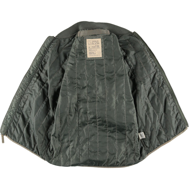 Ralph Lauren Polo Jeans Company Men's Padded Puffer Jacket, Size L polyester Khaki type sage green Vintage Second Hand