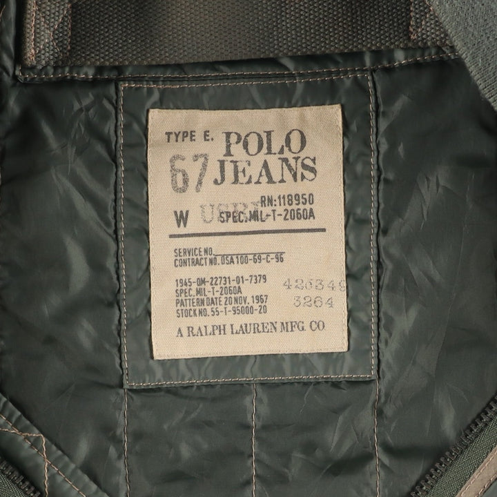 Ralph Lauren Polo Jeans Company Men's Padded Puffer Jacket, Size L polyester Khaki type sage green Vintage Second Hand