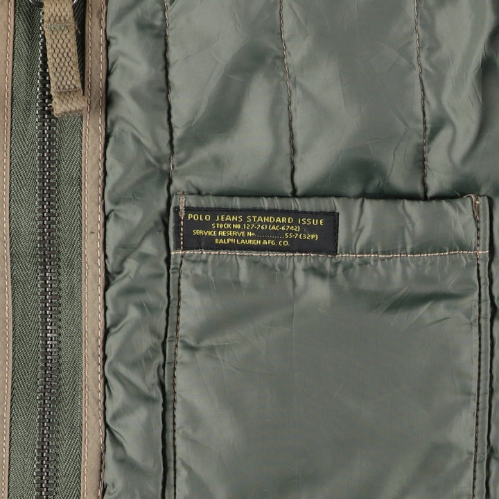 Ralph Lauren Polo Jeans Company Men's Padded Puffer Jacket, Size L polyester Khaki type sage green Vintage Second Hand