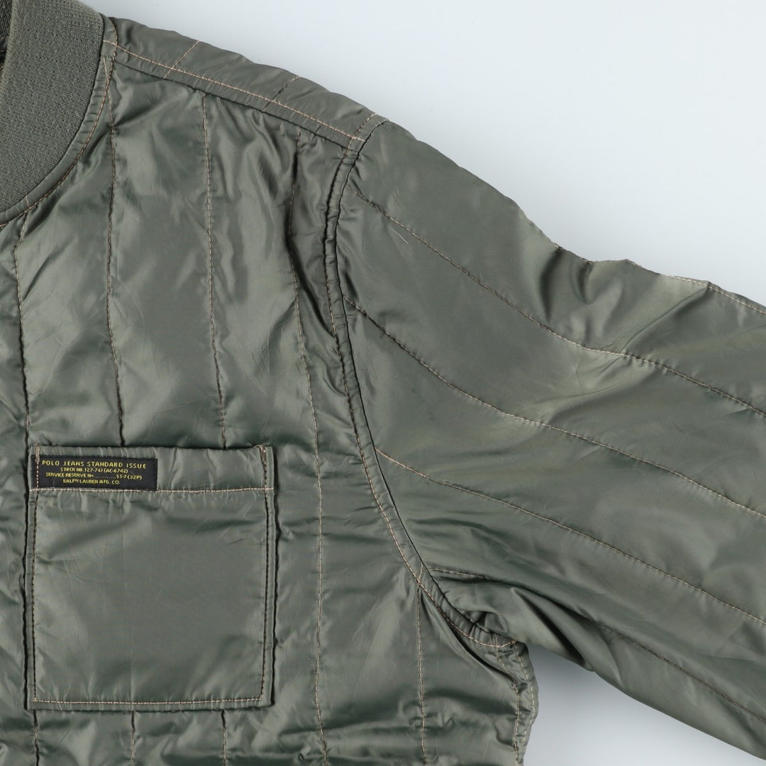 Ralph Lauren Polo Jeans Company Men's Padded Puffer Jacket, Size L polyester Khaki type sage green Vintage Second Hand