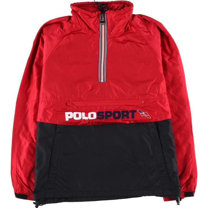 90'S Ralph Lauren POLO SPORT padded anorak jacket, men's size L Nylon red type Vintage Second Hand
