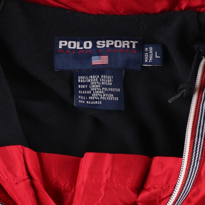 90'S Ralph Lauren POLO SPORT padded anorak jacket, men's size L Nylon red type Vintage Second Hand
