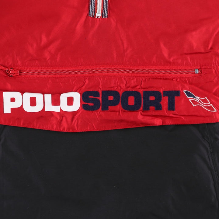 90'S Ralph Lauren POLO SPORT padded anorak jacket, men's size L Nylon red type Vintage Second Hand