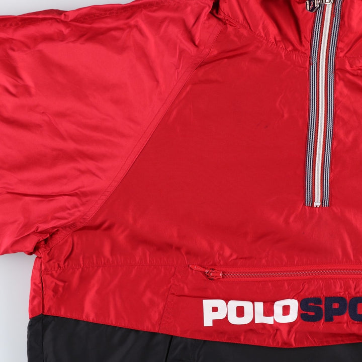 90'S Ralph Lauren POLO SPORT padded anorak jacket, men's size L Nylon red type Vintage Second Hand