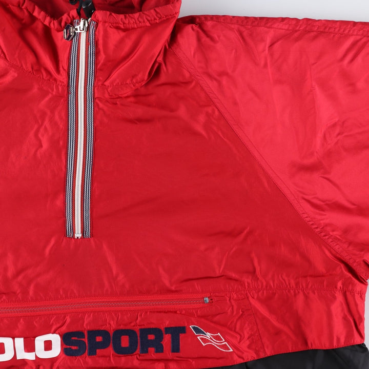 90'S Ralph Lauren POLO SPORT padded anorak jacket, men's size L Nylon red type Vintage Second Hand