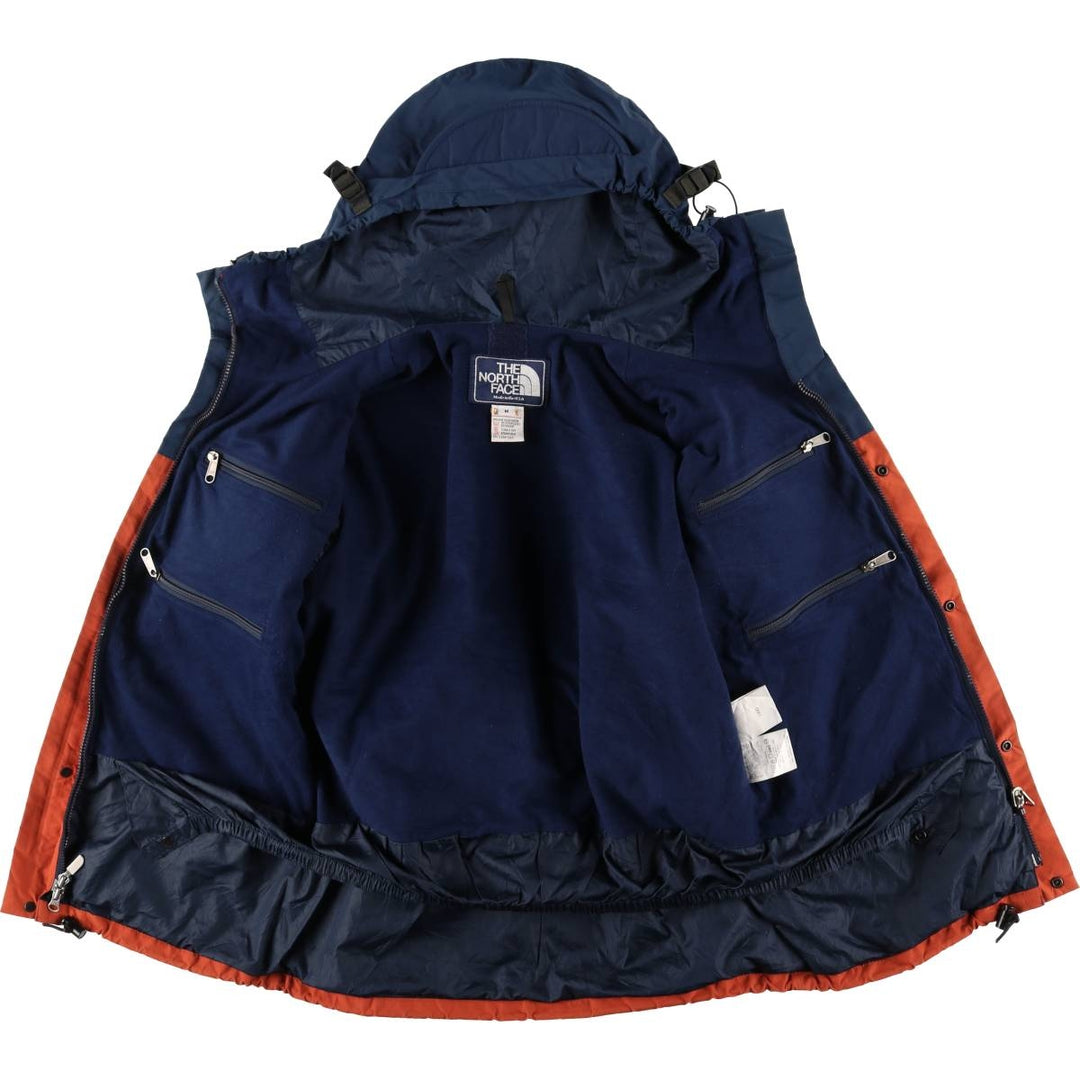 1980'S The North Face Navy Blue Tag GORE-TEX Mountain Parka Shell Jacket Made in USA Men's Medium Nylon (Gore-Tex) orange type Vintage Second Hand