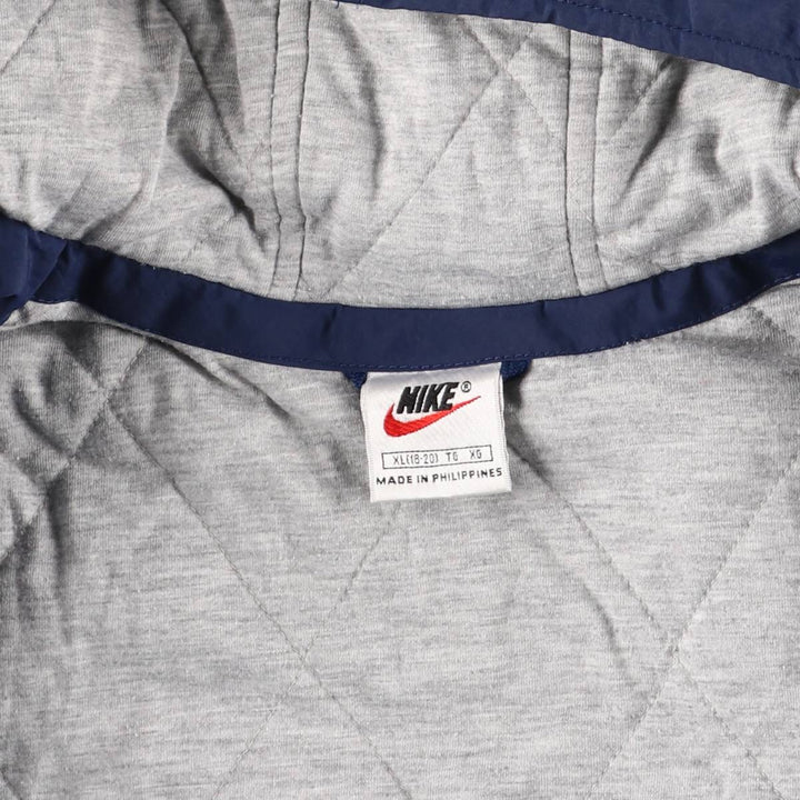 90'S Nike Back Logo Padded Hoodie Puffer Jacket, Men's Size Medium, Vintage Nylon navy blue type Vintage Second Hand