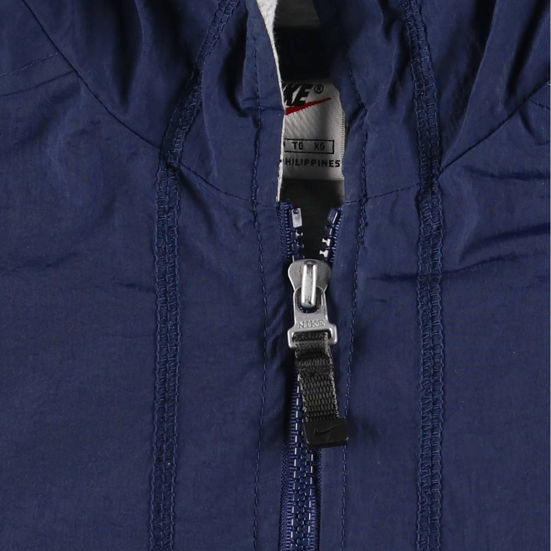 90'S Nike Back Logo Padded Hoodie Puffer Jacket, Men's Size Medium, Vintage Nylon navy blue type Vintage Second Hand