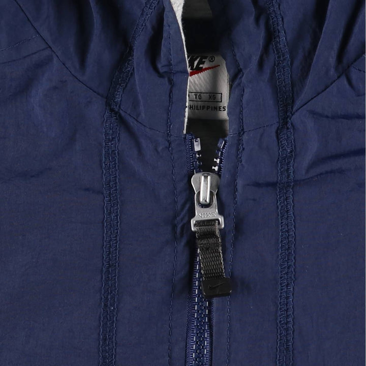 90'S Nike Back Logo Padded Hoodie Puffer Jacket, Men's Size Medium, Vintage Nylon navy blue type Vintage Second Hand