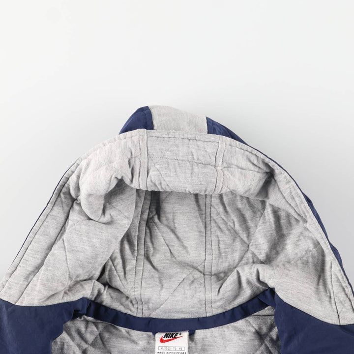 90'S Nike Back Logo Padded Hoodie Puffer Jacket, Men's Size Medium, Vintage Nylon navy blue type Vintage Second Hand