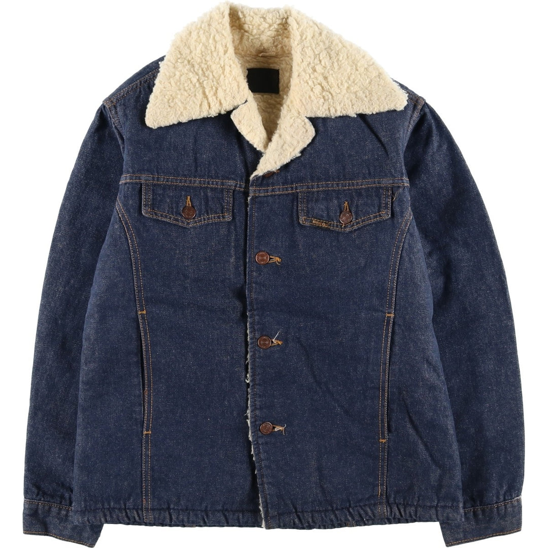 1970'S Sears ROEBUCKS Denim Boa Jacket, Men's Size Medium unclear blue type Vintage Second Hand