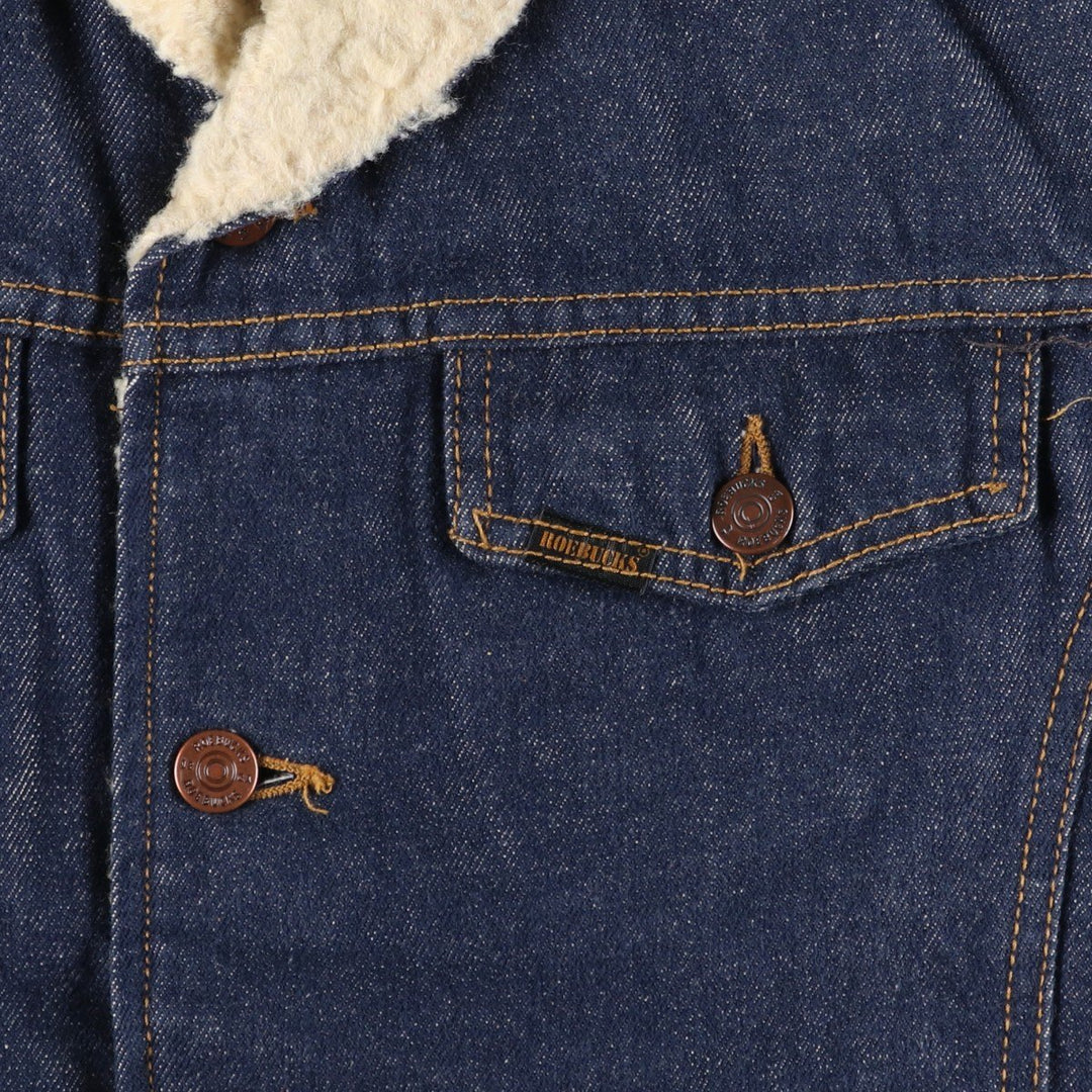 1970'S Sears ROEBUCKS Denim Boa Jacket, Men's Size Medium unclear blue type Vintage Second Hand