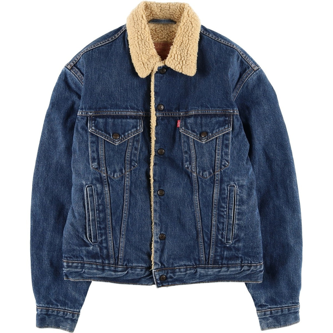 90'S Levi's 71500-04 Denim Boa Jacket, Made in Italy, Men's Size L, Vintage cotton blue type Vintage Second Hand