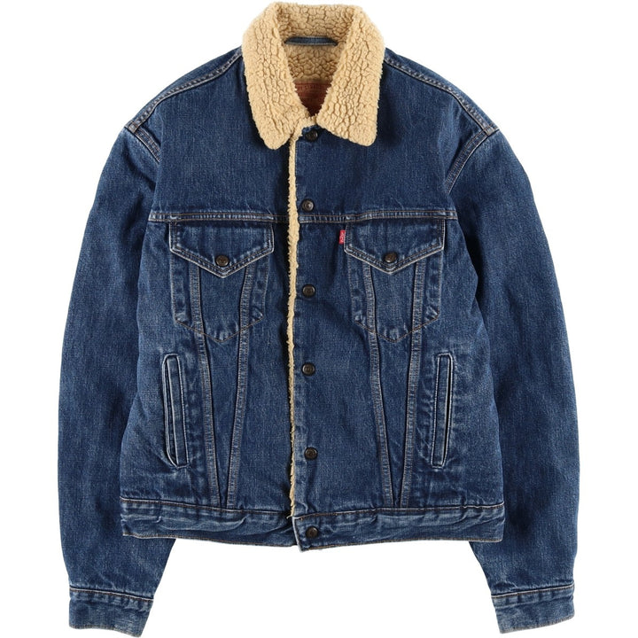 90'S Levi's 71500-04 Denim Boa Jacket, Made in Italy, Men's Size L, Vintage cotton blue type Vintage Second Hand