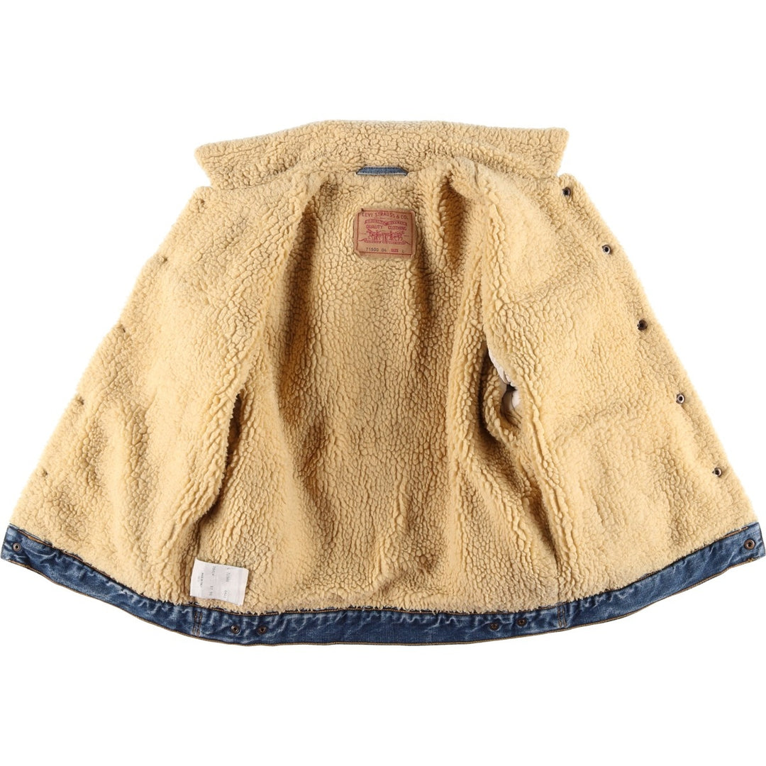 90'S Levi's 71500-04 Denim Boa Jacket, Made in Italy, Men's Size L, Vintage cotton blue type Vintage Second Hand