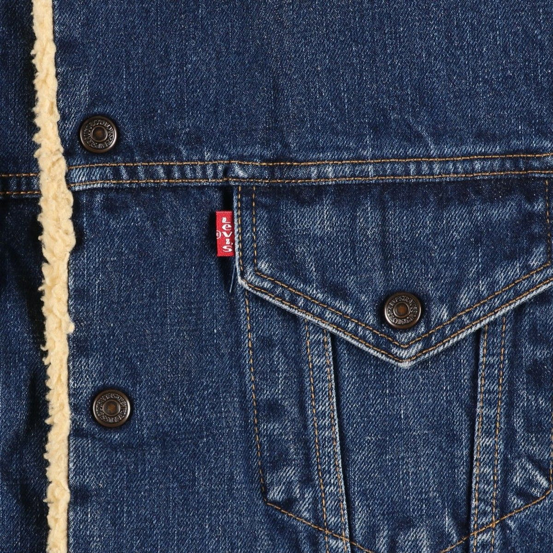 90'S Levi's 71500-04 Denim Boa Jacket, Made in Italy, Men's Size L, Vintage cotton blue type Vintage Second Hand