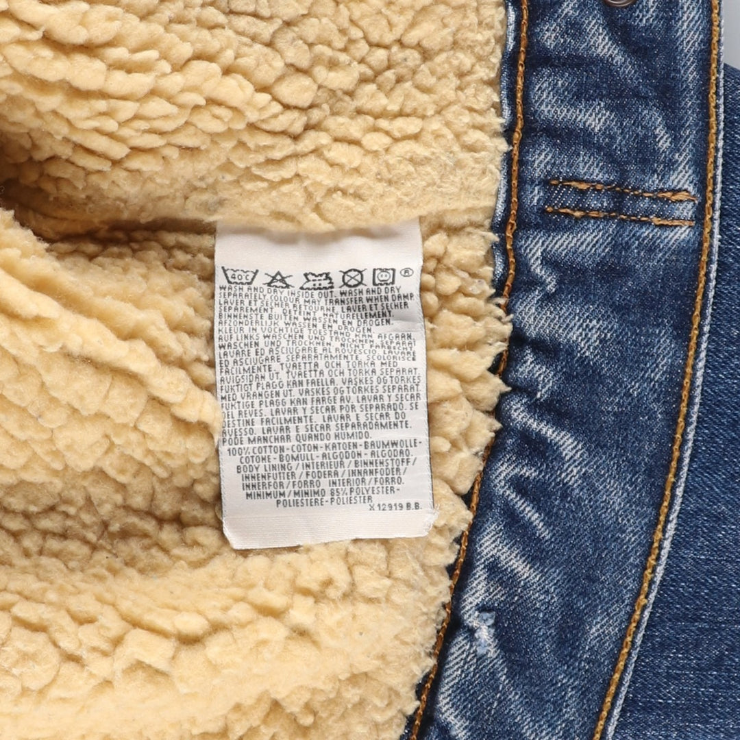 90'S Levi's 71500-04 Denim Boa Jacket, Made in Italy, Men's Size L, Vintage cotton blue type Vintage Second Hand