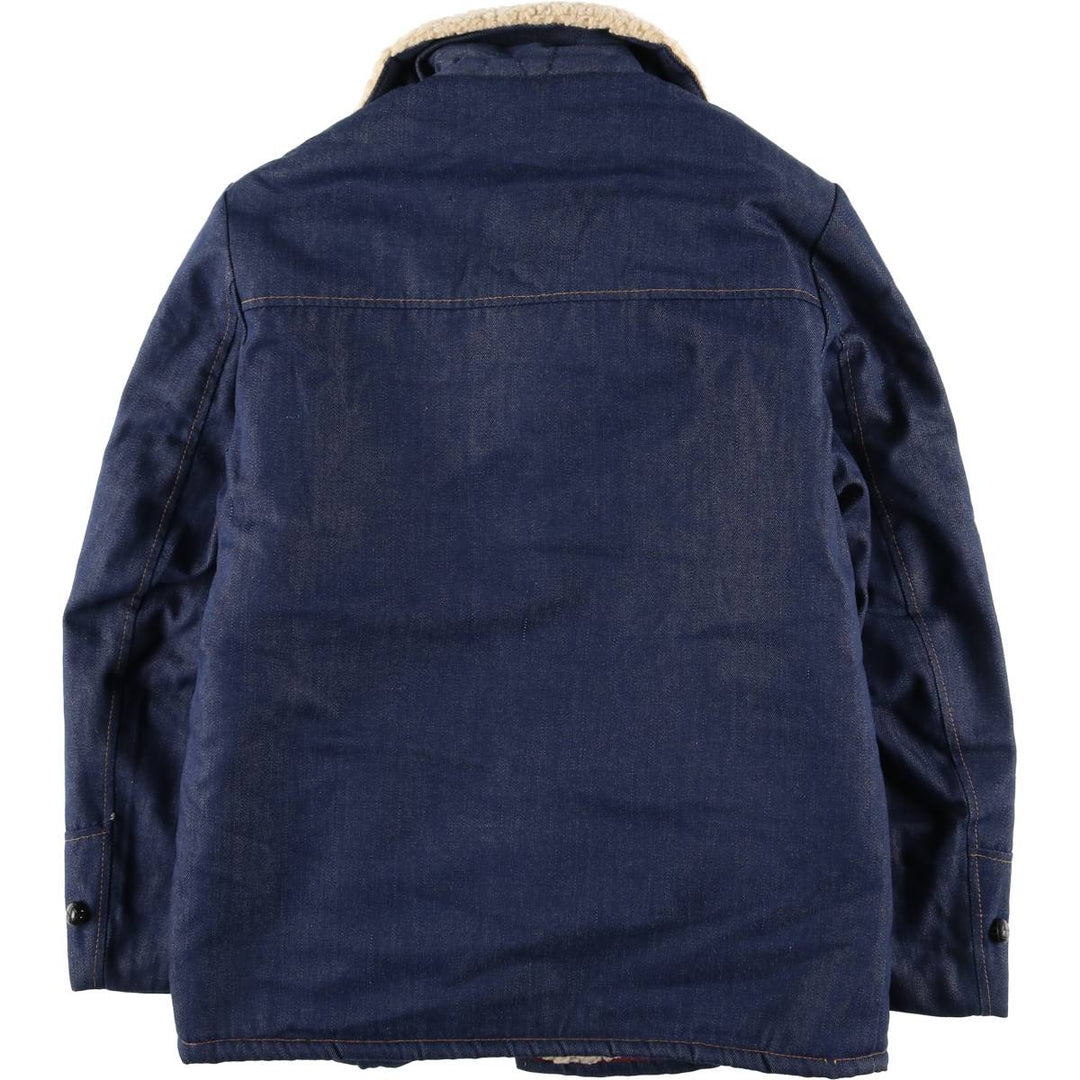 Bat-dyed denim boa lunch coat, men's size L unclear blue type Vintage Second Hand