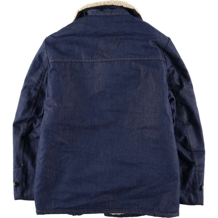 Bat-dyed denim boa lunch coat, men's size L unclear blue type Vintage Second Hand