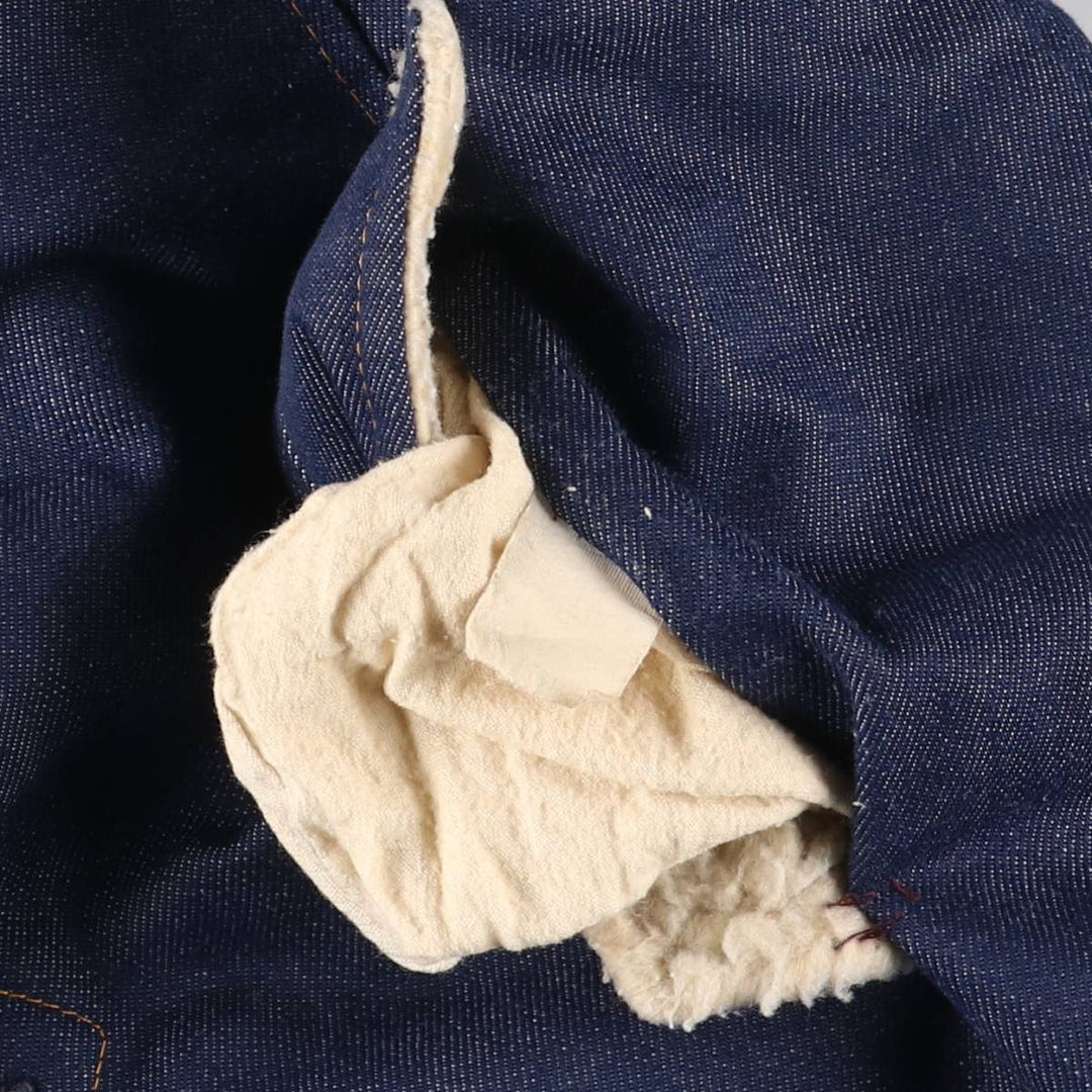 Bat-dyed denim boa lunch coat, men's size L unclear blue type Vintage Second Hand