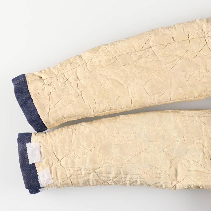 Bat-dyed denim boa lunch coat, men's size L unclear blue type Vintage Second Hand