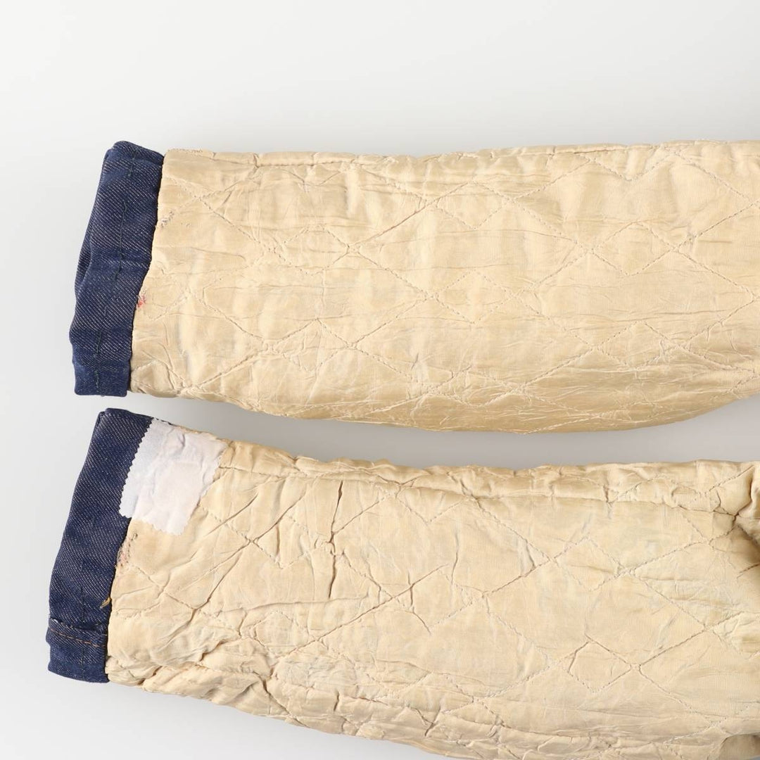 Bat-dyed denim boa lunch coat, men's size L unclear blue type Vintage Second Hand