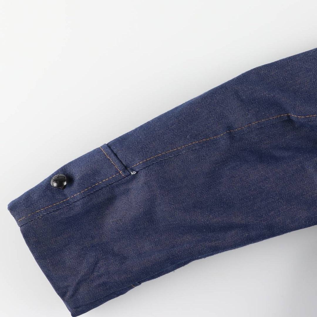 Bat-dyed denim boa lunch coat, men's size L unclear blue type Vintage Second Hand