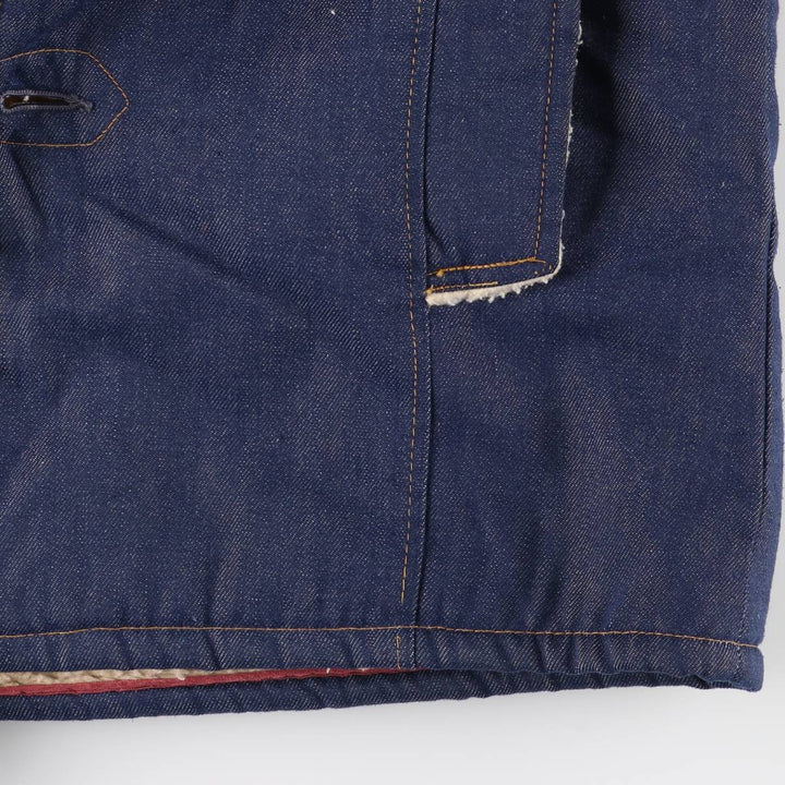 Bat-dyed denim boa lunch coat, men's size L unclear blue type Vintage Second Hand