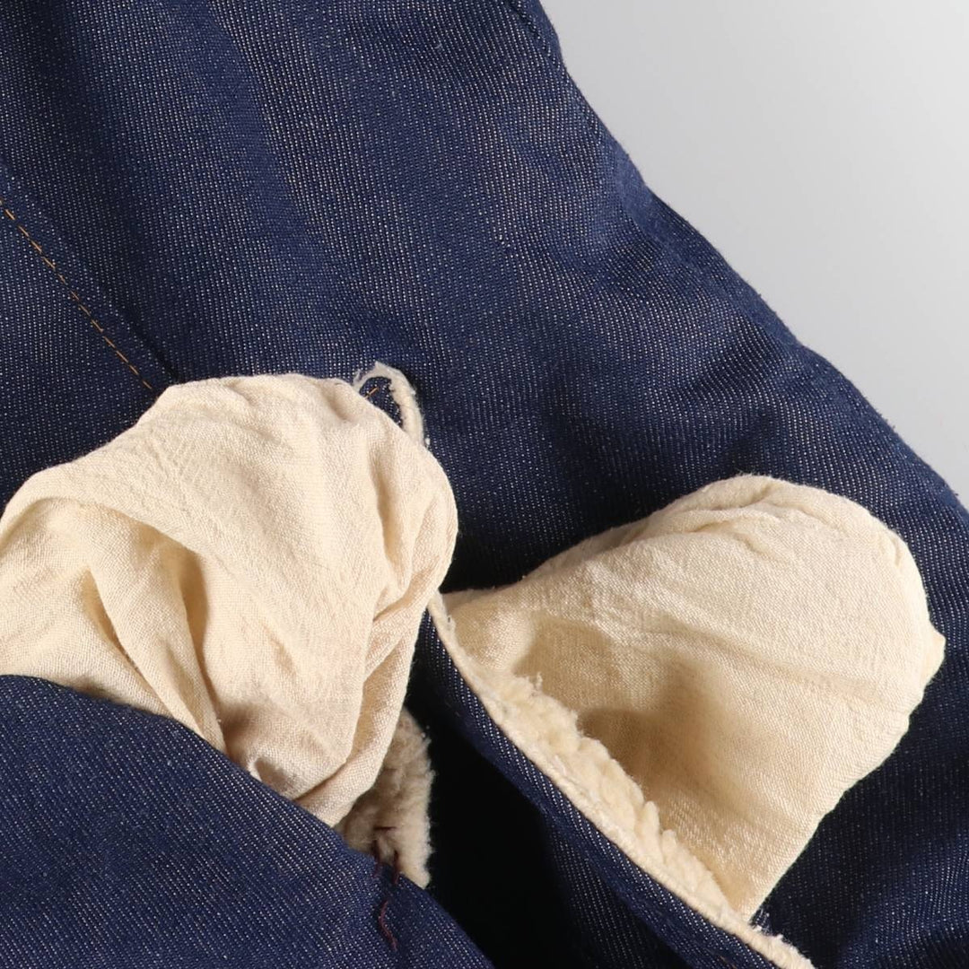 Bat-dyed denim boa lunch coat, men's size L unclear blue type Vintage Second Hand