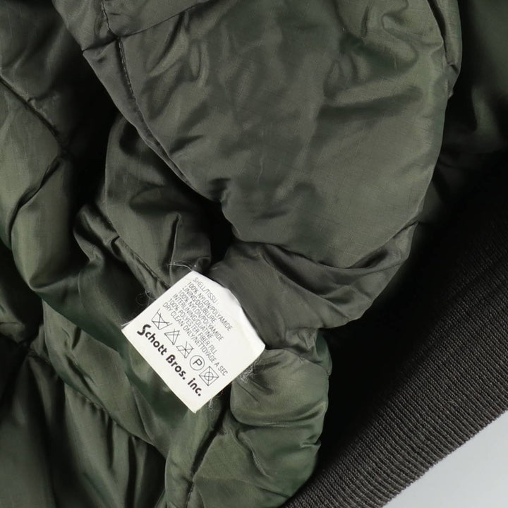 Civilian-made Schott CWU-R type padded military flight jacket, large size (equivalent to men's L). Nylon Khaki type Vintage Second Hand