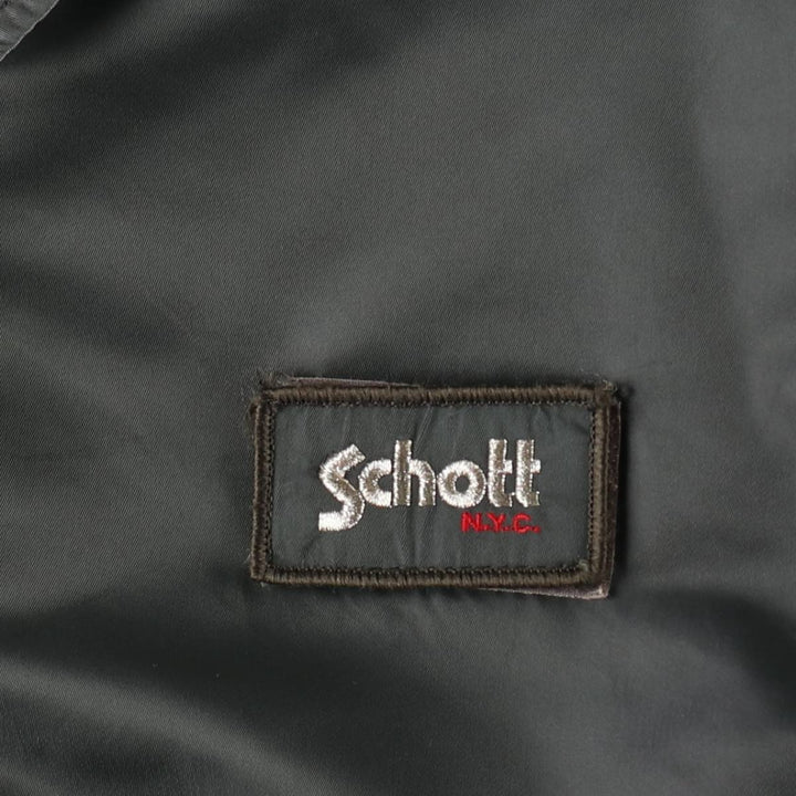 Civilian-made Schott CWU-R type padded military flight jacket, large size (equivalent to men's L). Nylon Khaki type Vintage Second Hand