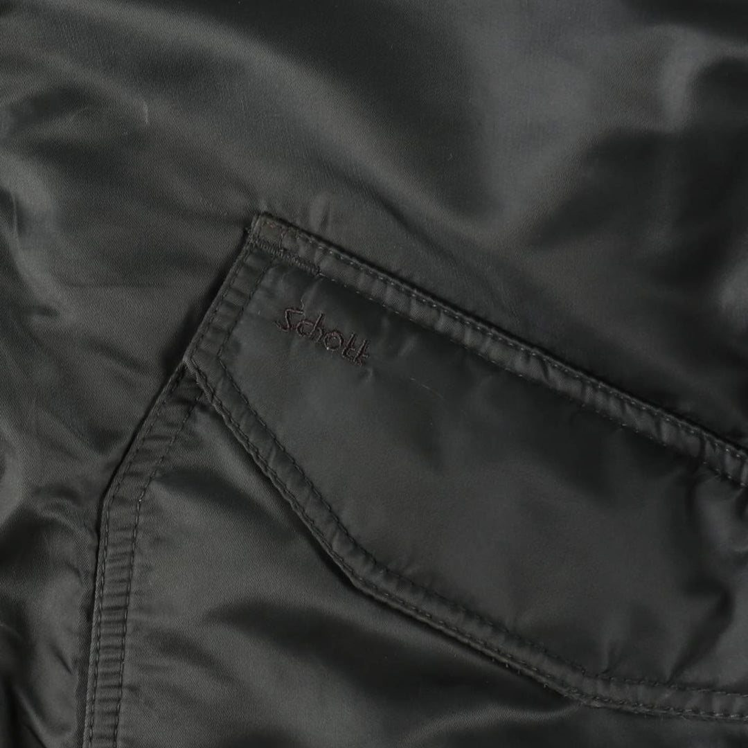 Civilian-made Schott CWU-R type padded military flight jacket, large size (equivalent to men's L). Nylon Khaki type Vintage Second Hand