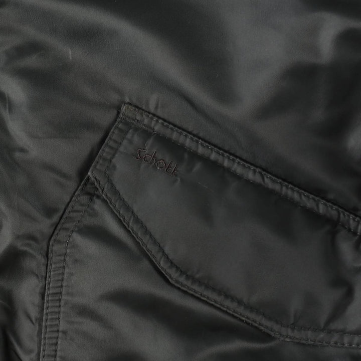 Civilian-made Schott CWU-R type padded military flight jacket, large size (equivalent to men's L). Nylon Khaki type Vintage Second Hand