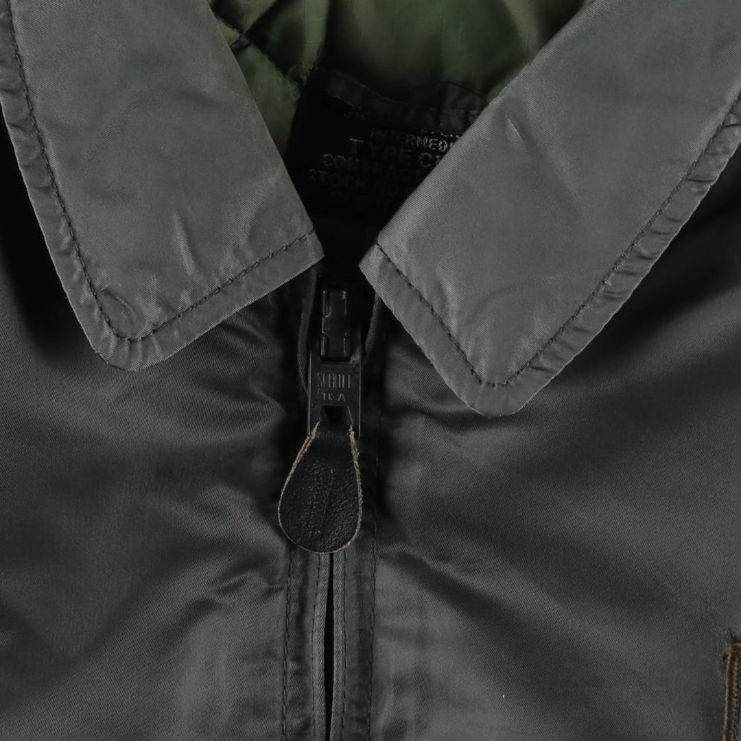 Civilian-made Schott CWU-R type padded military flight jacket, large size (equivalent to men's L). Nylon Khaki type Vintage Second Hand