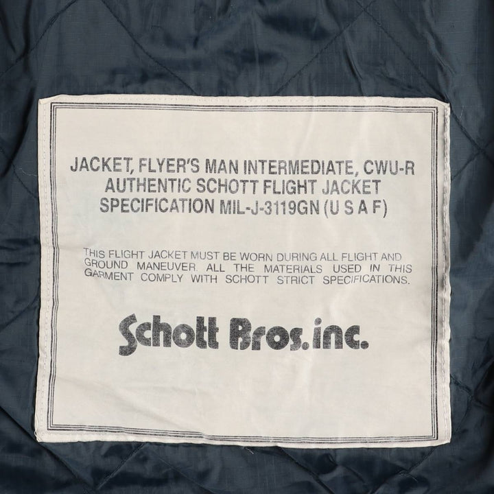 Civilian Schott CWU-R Type Padded Military Flight Jacket, Men's Size XL unclear navy blue type Vintage Second Hand