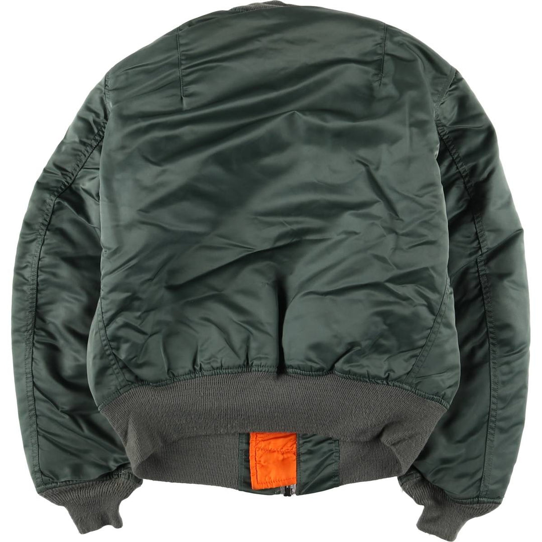 90'S civilian Alpha MA-1 style padded military flight jacket, made in the USA, small, men's size S Nylon Khaki type Vintage Second Hand