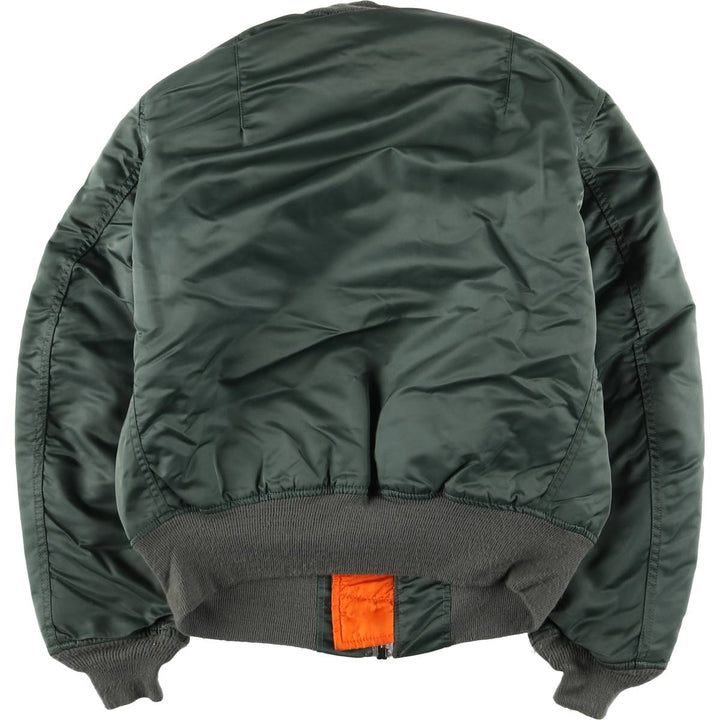 90'S civilian Alpha MA-1 style padded military flight jacket, made in the USA, small, men's size S Nylon Khaki type Vintage Second Hand