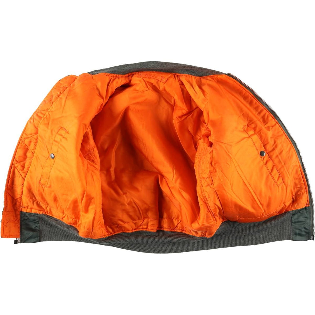 90'S civilian Alpha MA-1 style padded military flight jacket, made in the USA, small, men's size S Nylon Khaki type Vintage Second Hand