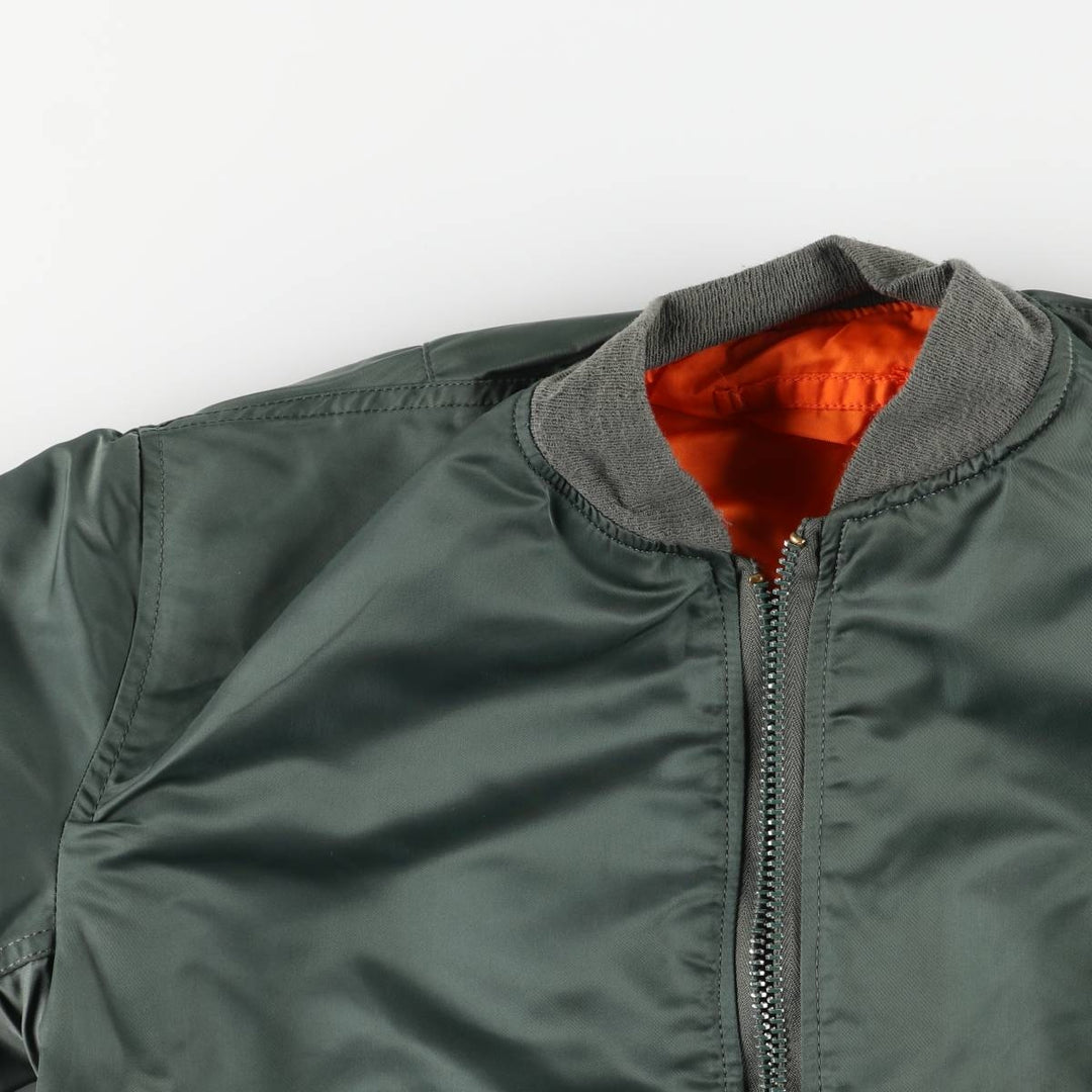 90'S civilian Alpha MA-1 style padded military flight jacket, made in the USA, small, men's size S Nylon Khaki type Vintage Second Hand