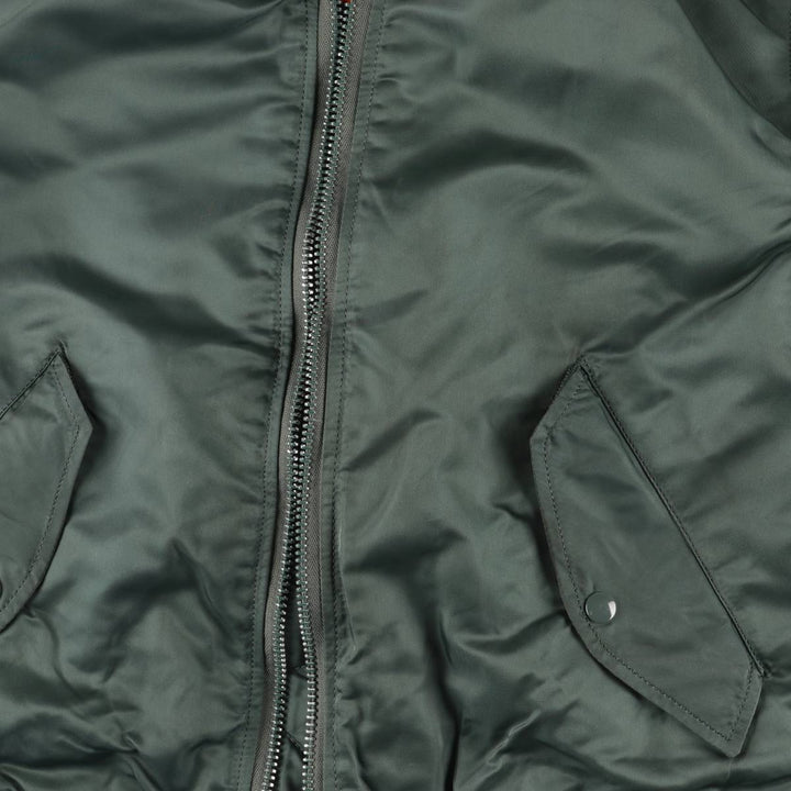 90'S civilian Alpha MA-1 style padded military flight jacket, made in the USA, small, men's size S Nylon Khaki type Vintage Second Hand