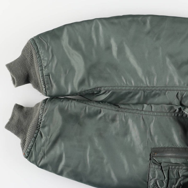 90'S civilian Alpha MA-1 style padded military flight jacket, made in the USA, small, men's size S Nylon Khaki type Vintage Second Hand